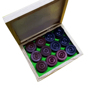 Synco Premia Carrom Board Coins In Ashwood Wooden Box