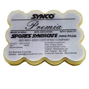 PVC બોક્સમાં Synco Premia કેરમ બોર્ડના સિક્કા