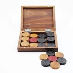 Synco Premia Carrom Board Coins In Sheesham Wooden Box