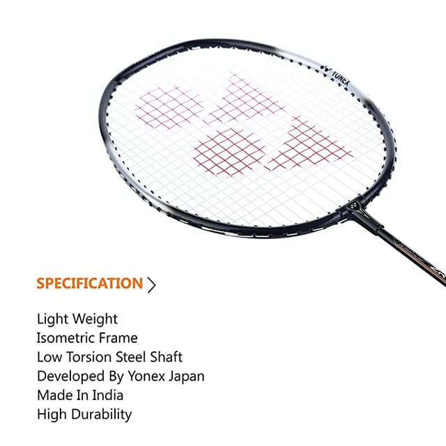 Yonex ZR 100 Light Aluminium Badminton Racquet with Full Cover | Made in India Black