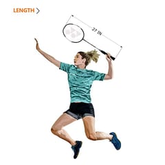Yonex ZR 100 হাল্কা অ্যালুমিনিয়াম ব্যাডমিন্টন র‌্যাকেট প্যাক 2 এর ফুল কভার সহ | ভারতে তৈরি কালো/নীল