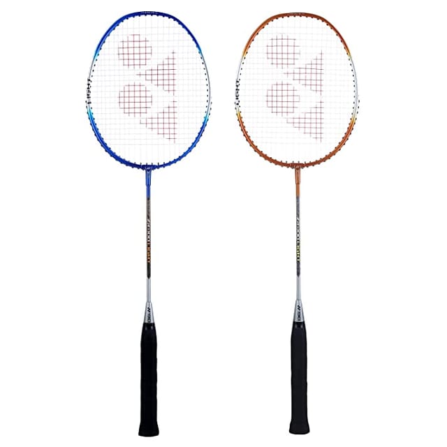 Yonex ZR 100 لائٹ ایلومینیم بیڈمنٹن ریکیٹ پیک آف 2 مکمل کور کے ساتھ | انڈیا میں بنایا گیا بلیو اورنج