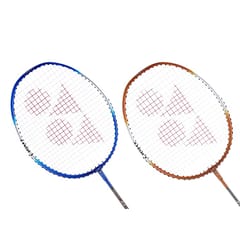Yonex ZR 100 لائٹ ایلومینیم بیڈمنٹن ریکیٹ پیک آف 2 مکمل کور کے ساتھ | انڈیا میں بنایا گیا بلیو اورنج