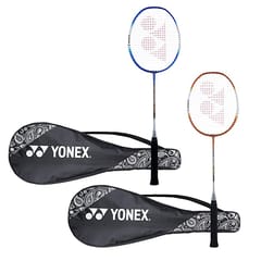Yonex ZR 100 لائٹ ایلومینیم بیڈمنٹن ریکیٹ پیک آف 2 مکمل کور کے ساتھ | انڈیا میں بنایا گیا بلیو اورنج