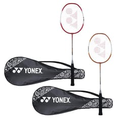 Yonex ZR 100 Light Aluminium Badminton Racquet Pack of 2 with Full Cover | Made in India Red Orange