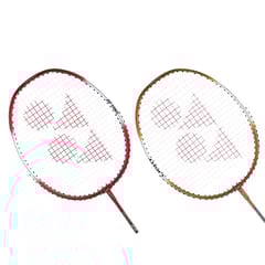 Yonex ZR 100 Light Aluminium Badminton Racquet Pack of 2 with Full Cover | Made in India Red Orange
