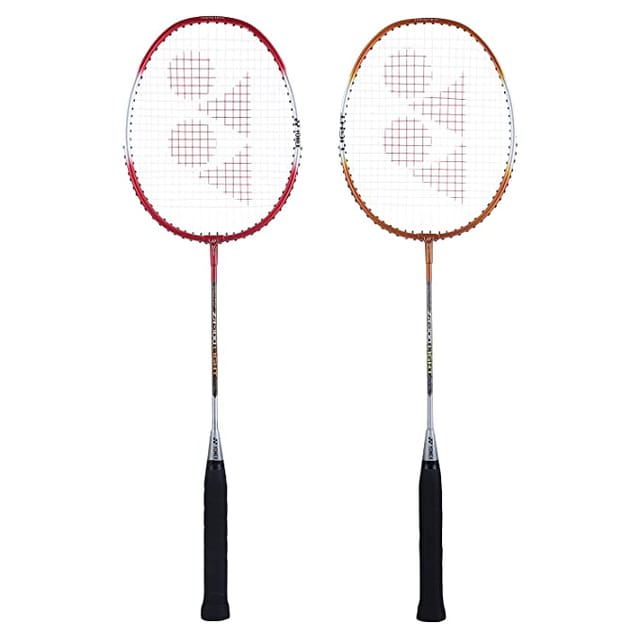 Yonex ZR 100 Light Aluminium Badminton Racquet Pack of 2 with Full Cover | Made in India Red Orange