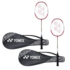 YONEX ZR 100 લાઇટ એલ્યુમિનિયમ બ્લેન્ડ બેડમિન્ટન રેકેટ સંપૂર્ણ કવર (લાલ/લાલ) સાથે - 2 નો સેટ