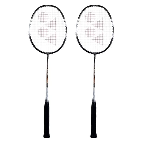 YONEX ZR 100 लाइट ॲल्युमिनियम बॅडमिंटन रॅकेट पूर्ण कव्हर (काळा/काळा) 2 च्या सेटसह