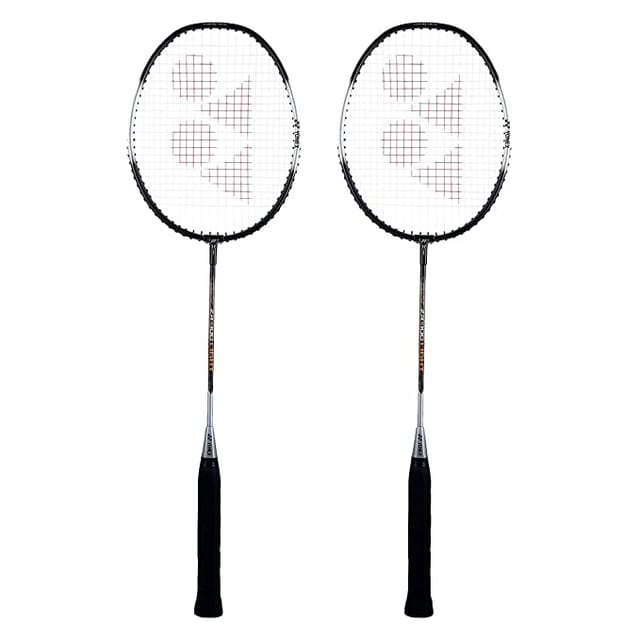 YONEX ZR 100 લાઇટ એલ્યુમિનિયમ બેડમિન્ટન રેકેટ સંપૂર્ણ કવર (બ્લેક/બ્લેક) 2 ના સેટ સાથે