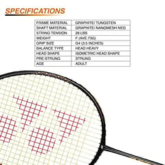Yonex Astrox Smash Graphite Bedminton Racket مفت مکمل کور کے ساتھ (الٹرا لائٹ - 73 گرام، 28 پونڈ ٹینشن) | گردشی جنریٹر سسٹم (سیاہ صاف اورنج)