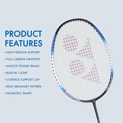 YONEX ग्रेफाइट बॅडमिंटन रॅकेट, मसल पॉवर 22LT ब्लॅक ब्लू