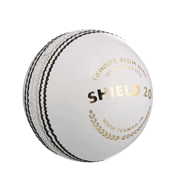 SG Shield 20 Cricket Leather Ball for Adult , White - 1PC