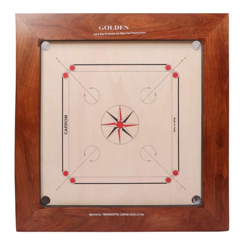 KD Golden Carrom Board Jumbo Antique Indoor Board Game Approved by Carrom Federation of India & Maharashtra Carrom Association