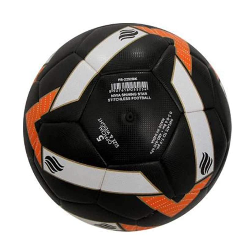 Nivia Shining Star Stichiess Football, Black/White/Orange - Size 5