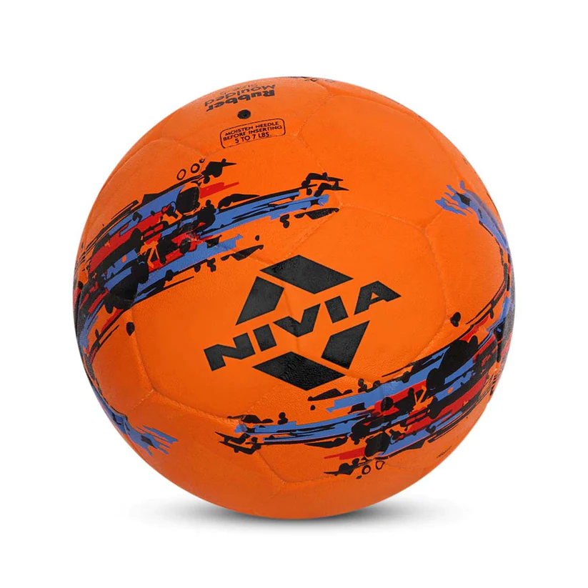 Nivia Storm Rubber Moulded Football, Orange - Size 5