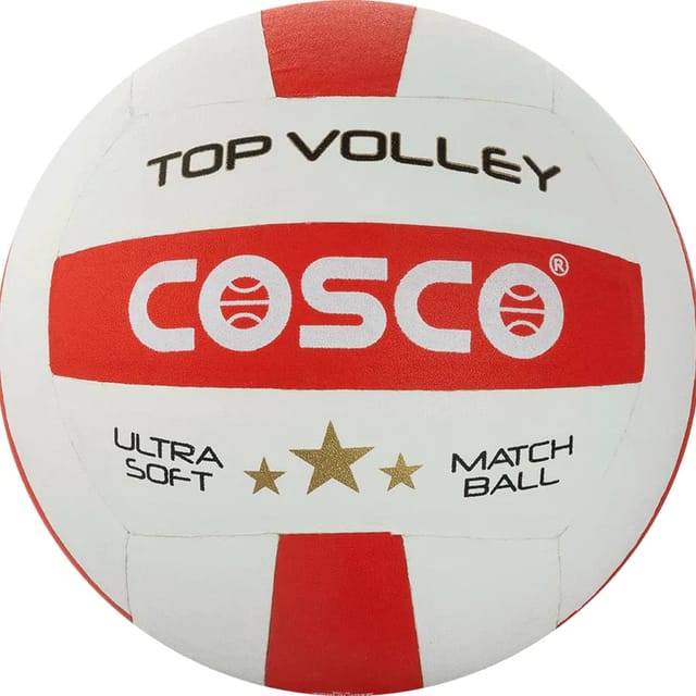 Cosco Top Volley Volleyball, White/Red -Size 4