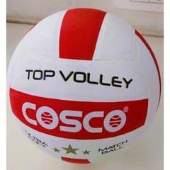 Cosco Top Volley Volleyball, White/Red -Size 4