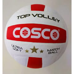 Cosco Top Volley Volleyball, White/Red -Size 4