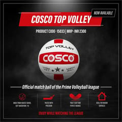 Cosco Top Volley Volleyball, White/Red -Size 4