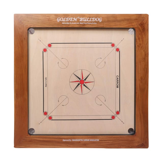 KD Sports Golden Carrom Board Bulldog Antique Indoor Board Game Approved by Carrom Federation of India & Maharashtra Carrom Association