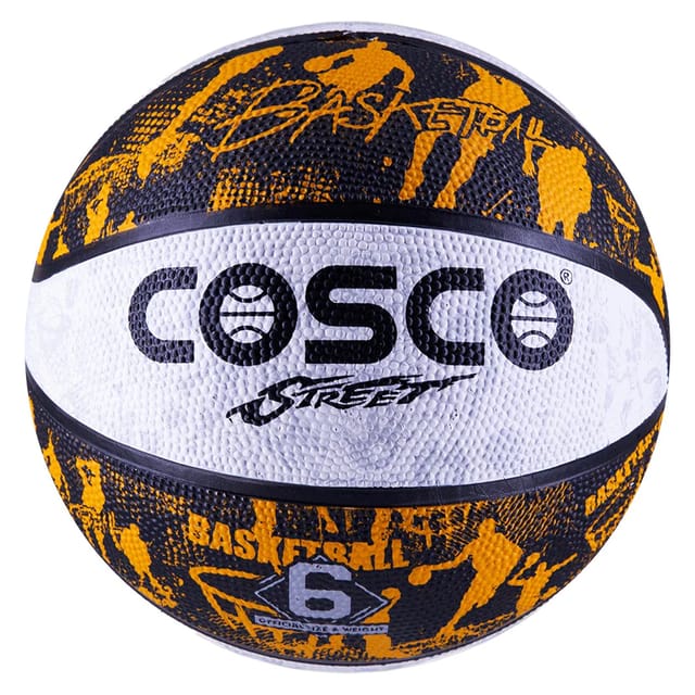 कॉस्को स्ट्रीट बास्केटबॉल, काला/सफ़ेद - आकार 6