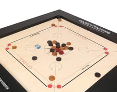 KD Golden Carrom Board Game Board Bulldog Ply Wood Board with Coin, Striker & Cover, AICF Approved Used in National & International Tournament