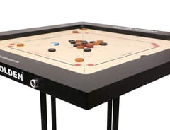 KD Golden Carrom Board Game Board Jumbo Ply Wood Board with Coin, Striker & Cover, AICF Approved