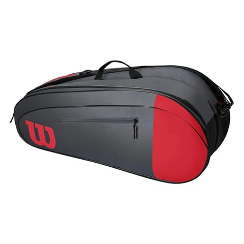 विल्सन टीम 6पीके टेनिस रैकेट बैग, लाल/ग्रे