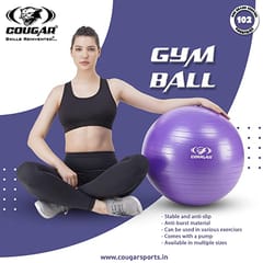 Cougar Anti Burst Gym Ball/ Swiss Birthing Stability Ball for Workout &amp; Fitness/ Yoga Ball with Foot Pump for Men/பெண்கள் (105 செமீ)