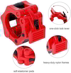 Cougar Olympic Barbell Collar Lock, Weight Bar Plate Locks Collar Clips, Barbell Clamp 50MM Size, Set of 2 Pieces for Workout, Weightlifting, Fitness & Strength Training (Red)