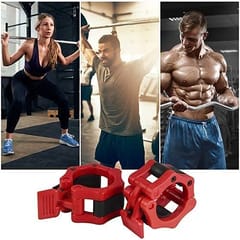 Cougar Olympic Barbell Collar Lock, Weight Bar Plate Locks Collar Clips, Barbell Clamp 50MM Size, Set of 2 Pieces for Workout, Weightlifting, Fitness & Strength Training (Red)