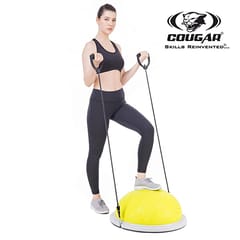 Cougar Half Balance Ball Balance ball with Resistance Bands Balance Trainer with Pump/ for Core Ab Training /Yoga Home Fitness/ Stability Workout/ Strength Exercise Physical Therapy & Gym/ Anti-Skid Surface