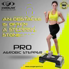 Cougar Extreme Aerobic Stepper for Home and Gym Exercise Fitness Stepper, 2 Level Adjustable Height Aerobics Stepper Exercise Platform for Indoor and Outdoor Workouts