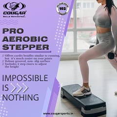Cougar Extreme Aerobic Stepper for Home and Gym Exercise Fitness Stepper, 2 Level Adjustable Height Aerobics Stepper Exercise Platform for Indoor and Outdoor Workouts