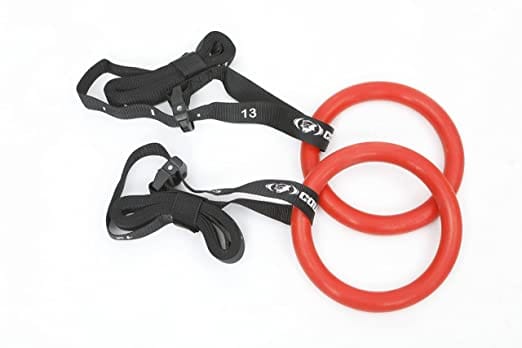 COUGAR Suspension Gymnastic Rings, Olympic Gym Rings with Heavy Duty Adjustable Straps for Gym, Cross Training, Strength Training, Pull Ups and Dips for Men/Women, Red