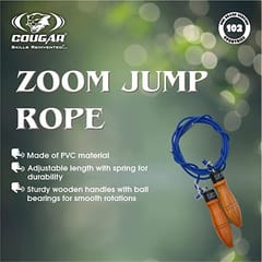 COUGAR SR-018 زوم جمپ رسی پیویسی مواد سے بنی ہوئی سایڈست لمبائی لکڑی کے مضبوط ہینڈل کے ساتھ - جم اور گھر کے لیے رسی | مردوں، عورتوں، بچوں کے لیے رسی چھوڑنا، بہترین ورزش ورزش فٹنس لوازمات