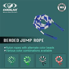 Cougar Beaded Jump Rope 9 FT- જિમ અને ઘર માટે દોરડા કૂદવા | પુરુષો, સ્ત્રીઓ, બાળકો, બાળકો, વજન ઘટાડવું, પુખ્ત વયના લોકો માટે દોરડું છોડવું | મલ્ટી કલરમાં બેસ્ટ એક્સરસાઇઝ વર્કઆઉટ ફિટનેસ એક્સેસરી