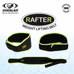 Cougar Rafter Weight Lifting Belt Pro Quality Neoprene Back Support Belt and Stainless Steel Hook and Loop Design - Wide Soft Feel Padding