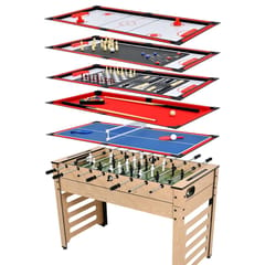 डब्ल्यूएमएक्स मल्टी गेम टेबल 8 इन 1 फूटबॉल, एअर हॉकी, टेबल टेनिस, हॉकी, बिलियर्ड्स, बॉलिंग शफल बोर्ड 48 x 24 x 33 इंएच