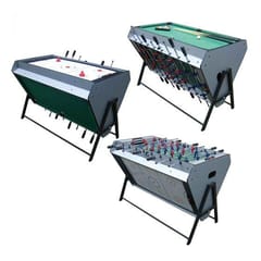 WMX 3 इन 1 - मुटली गेम इंडोर हाउस गेम टेबल फ़ॉस्बॉल एयर हॉकी पूल टेबल बच्चों और वयस्कों के लिए - Wmg50251, मिश्रित
