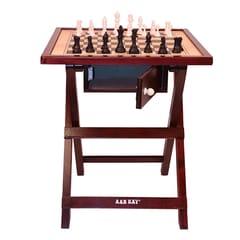 WMX Aarkay Chess Table Wooden Handmade Chess Full Size Table Chess Set with Folding Game Board | Home, Office, Travelling and Gift Uses