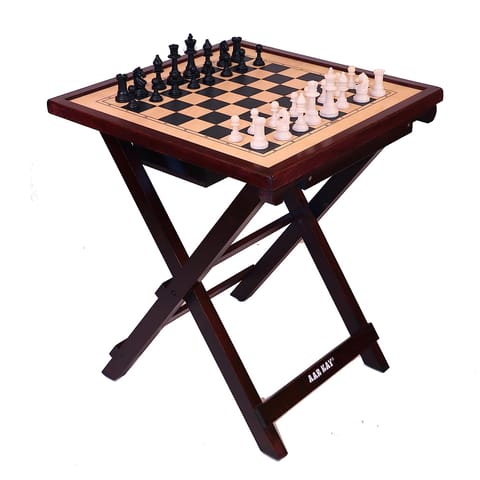 WMX آرکے شطرنج کی میز لکڑی کے ہاتھ سے تیار شطرنج فل سائز ٹیبل شطرنج سیٹ فولڈنگ گیم بورڈ کے ساتھ | گھر، دفتر، سفر اور تحفے کے استعمال