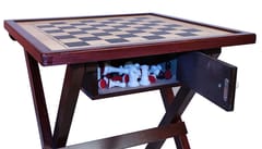 WMX Aarkay Chess Table Wooden Handmade Chess Full Size Table Chess Set with Folding Game Board | Home, Office, Travelling and Gift Uses