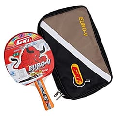 GKI Euro V Wooden Table Tennis Racquet (Multicolor)