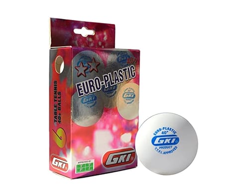 GKI युरो प्लास्टिक 40+ टेबल टेनिस बॉल, बहुरंगी (6 चा पॅक) मानक आकार