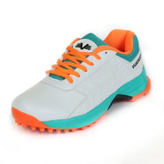 VIJAYANTI CRICKET SHOES SKIPPER RUBBER SPIKE SHOES WHITE / ORANGE