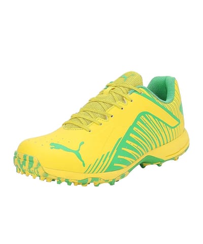 PUMA CRICKET MENS RUBBER SPIKE SHOES 22.2 FH SHOE Vibrant Yellow-Green