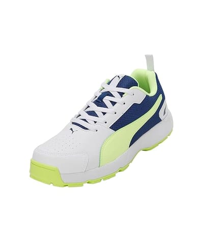 Puma Cricket Shoes Highrun White-Blazing Blue-Fast YelloW 10780603