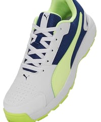 Puma Cricket Shoes Highrun White-Blazing Blue-Fast YelloW 10780603